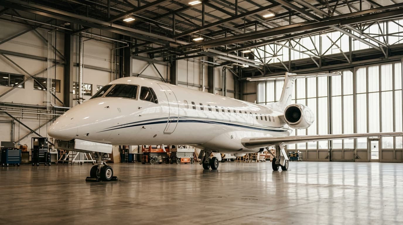 EMB-145 inside an EASA Part-145 maintenance hangar