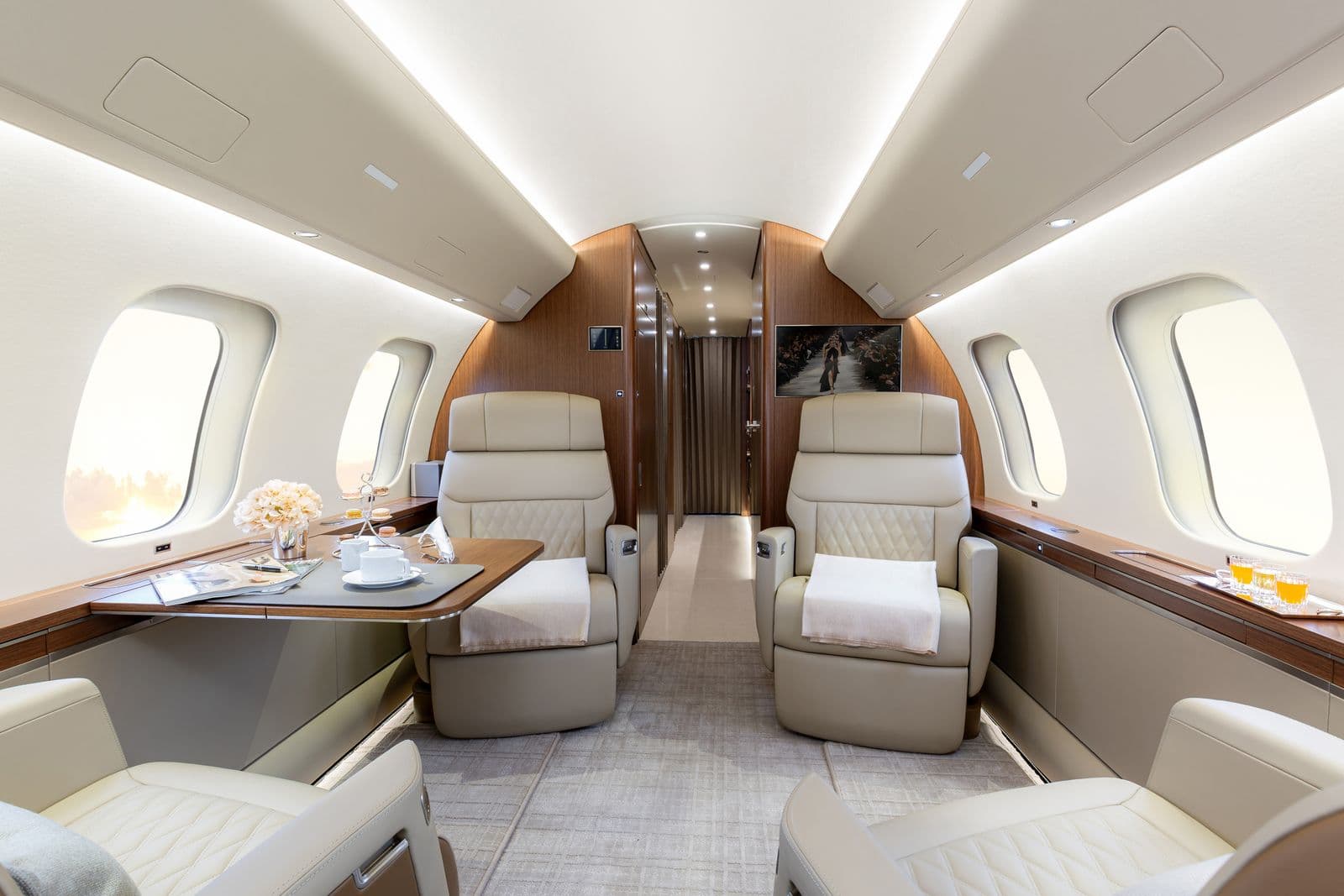 Business jet prepared for charter departure